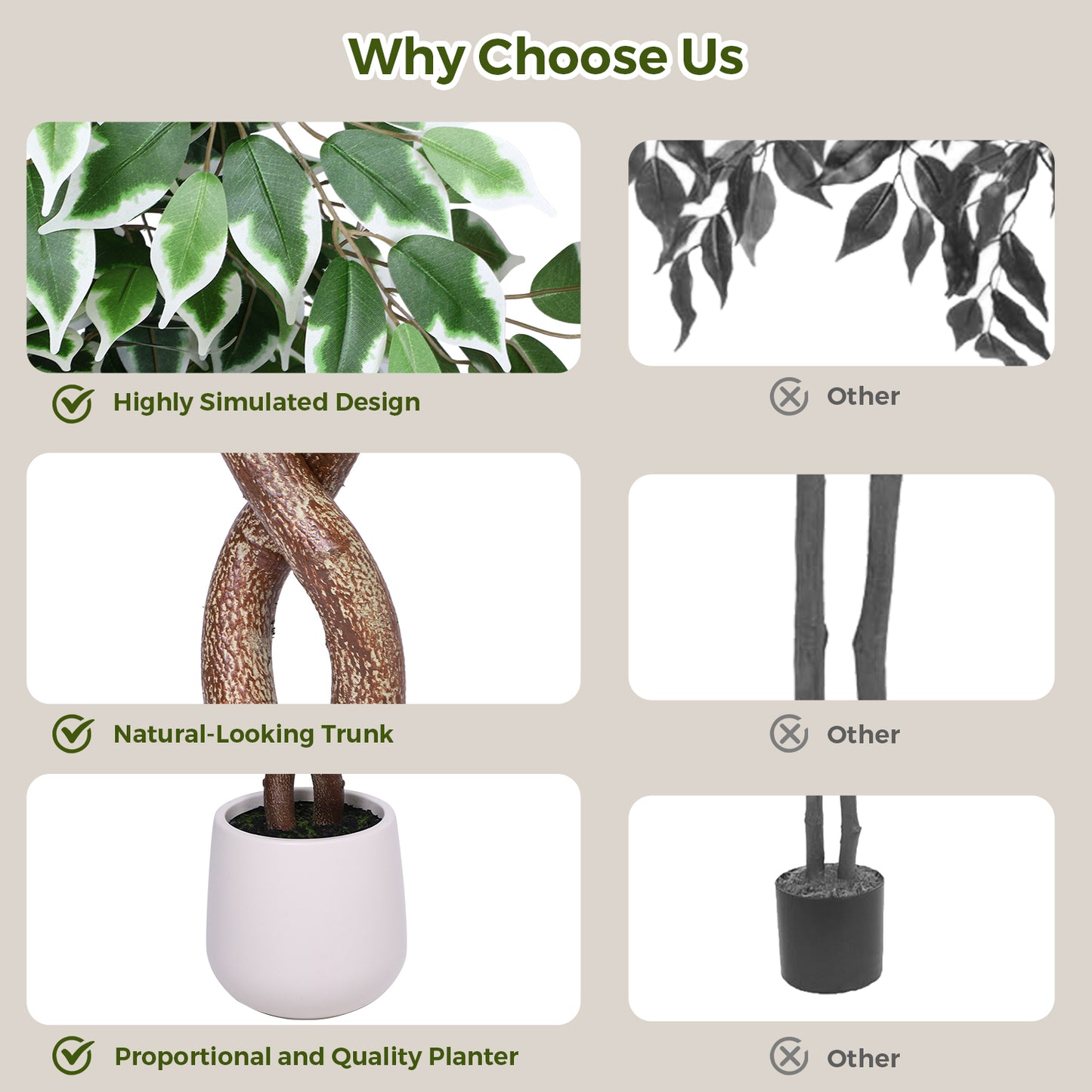 Jocoevol Artificial Ficus Tree