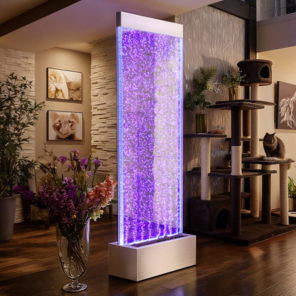 Jocoevol Bubble Wall Waterfall Fountain - Acrylic Indoor Floor Standing Water Wall