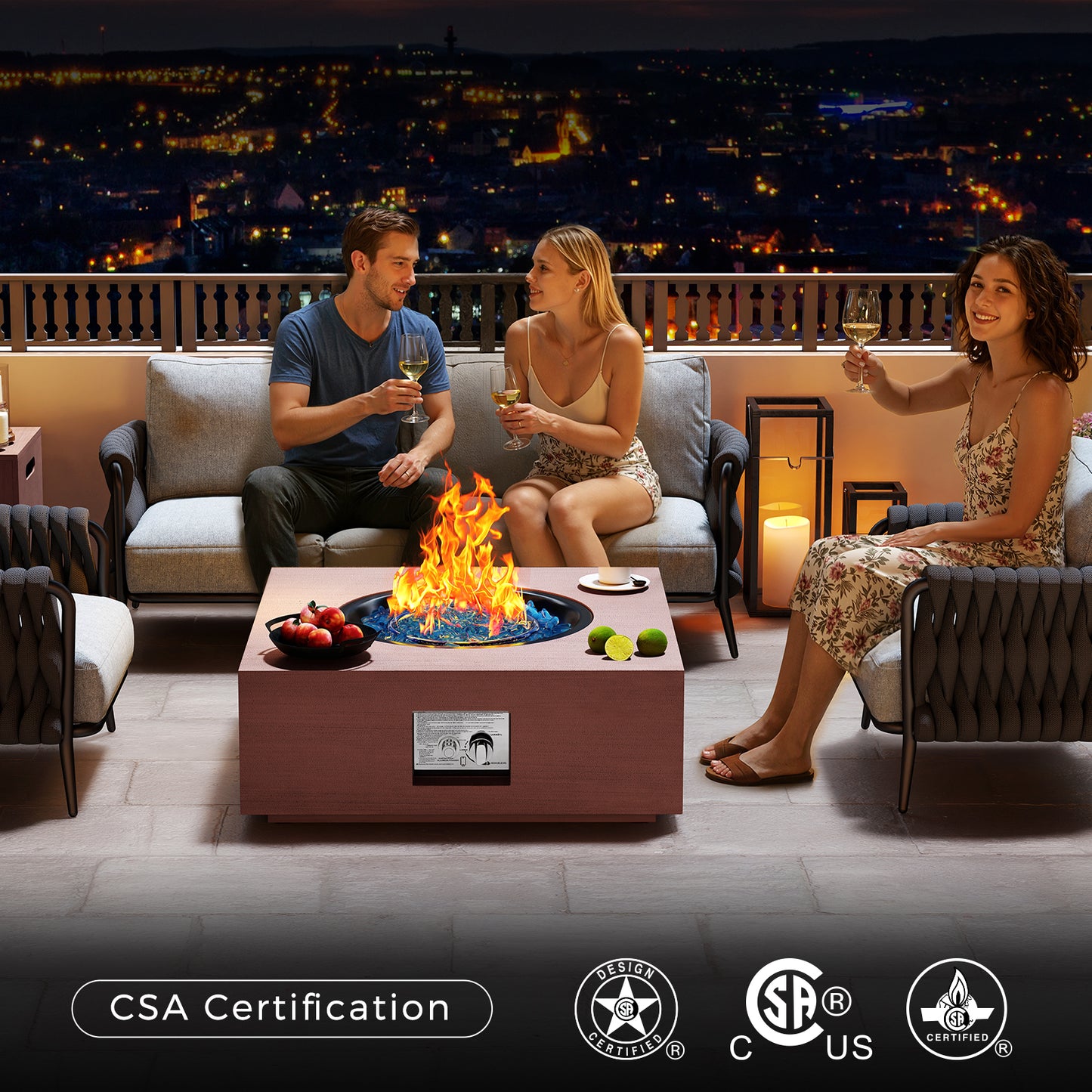 Jocoevol 28-Inch Gas Fire Pit Table — 40,000 BTU Propane Fire Pit