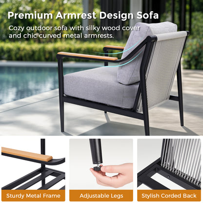 Jocoevol 4-Piece Outdoor Sofa Set - Four Seaters with Coffee Table