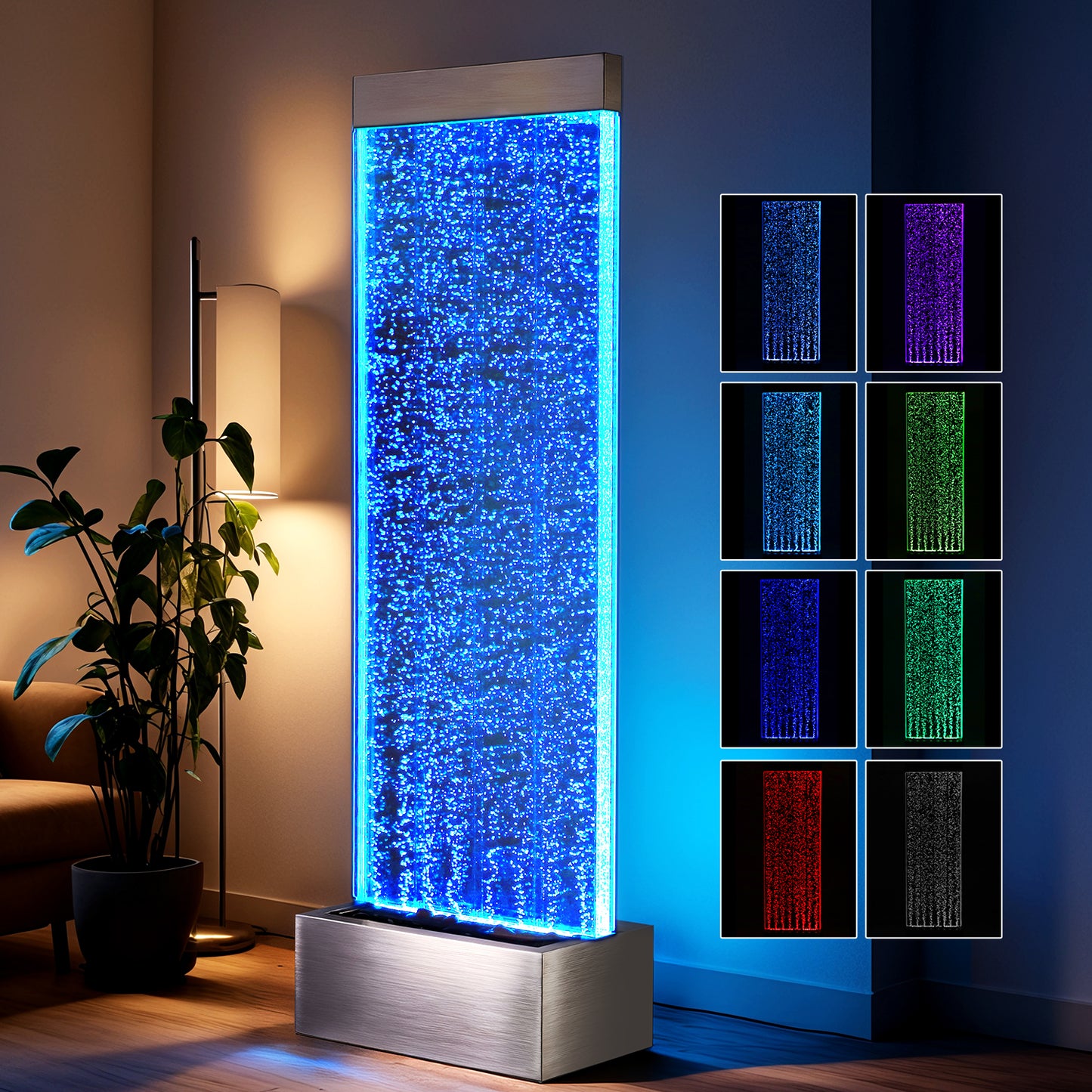 Jocoevol Bubble Wall Waterfall Fountain - Acrylic Indoor Floor Standing Water Wall