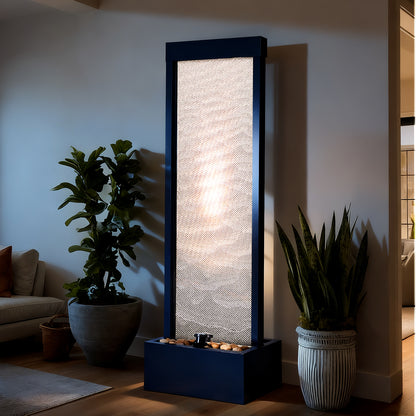 Jocoevol Mesh Panel Waterfall Fountain, Large Indoor Water Feature with Stones & Light