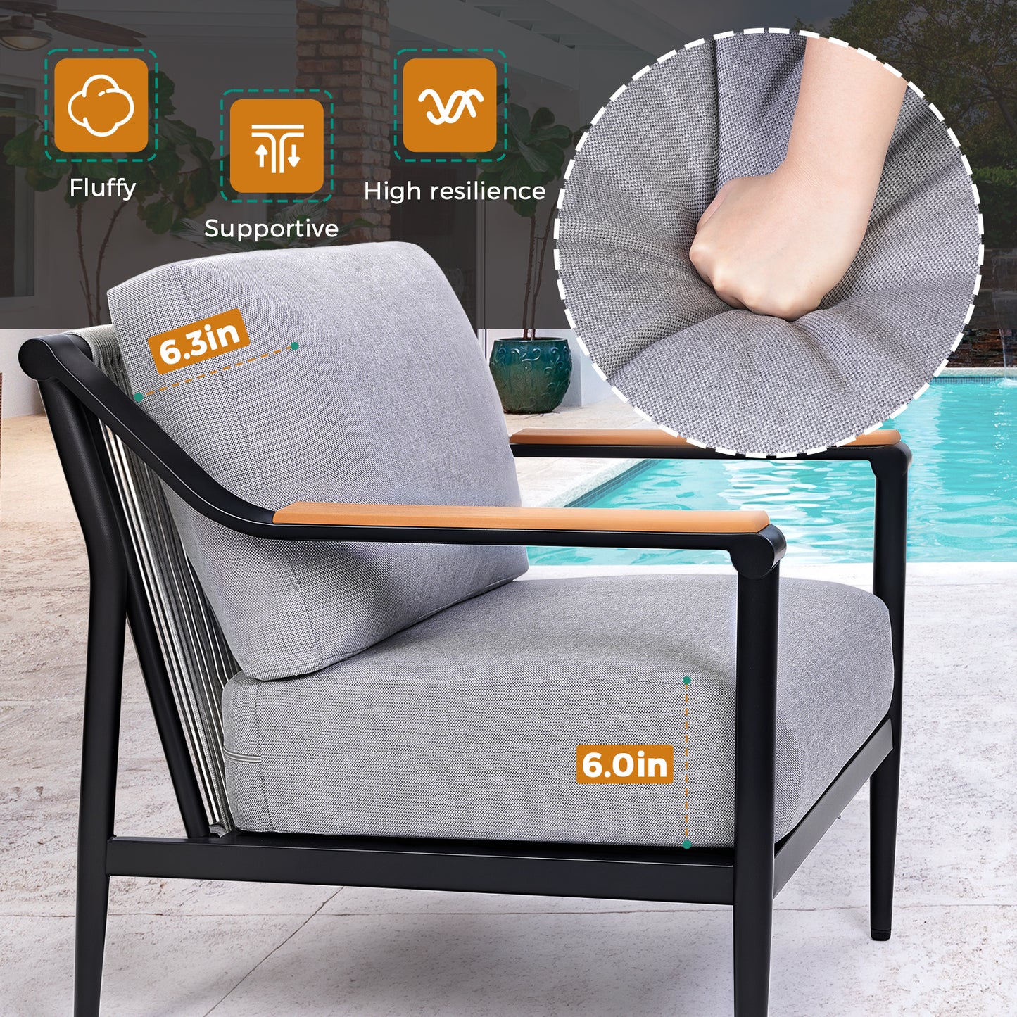 Jocoevol 4-Piece Outdoor Sofa Set - Four Seaters with Coffee Table