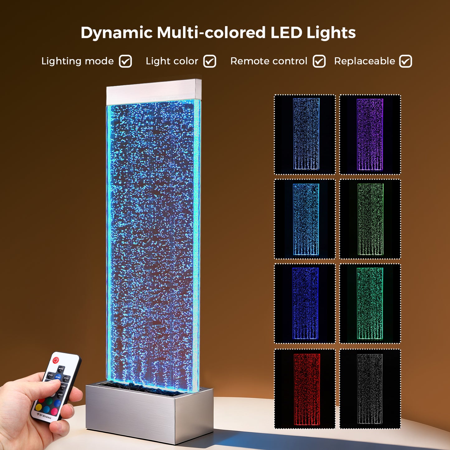 Jocoevol Bubble Wall Waterfall Fountain - Acrylic Indoor Floor Standing Water Wall