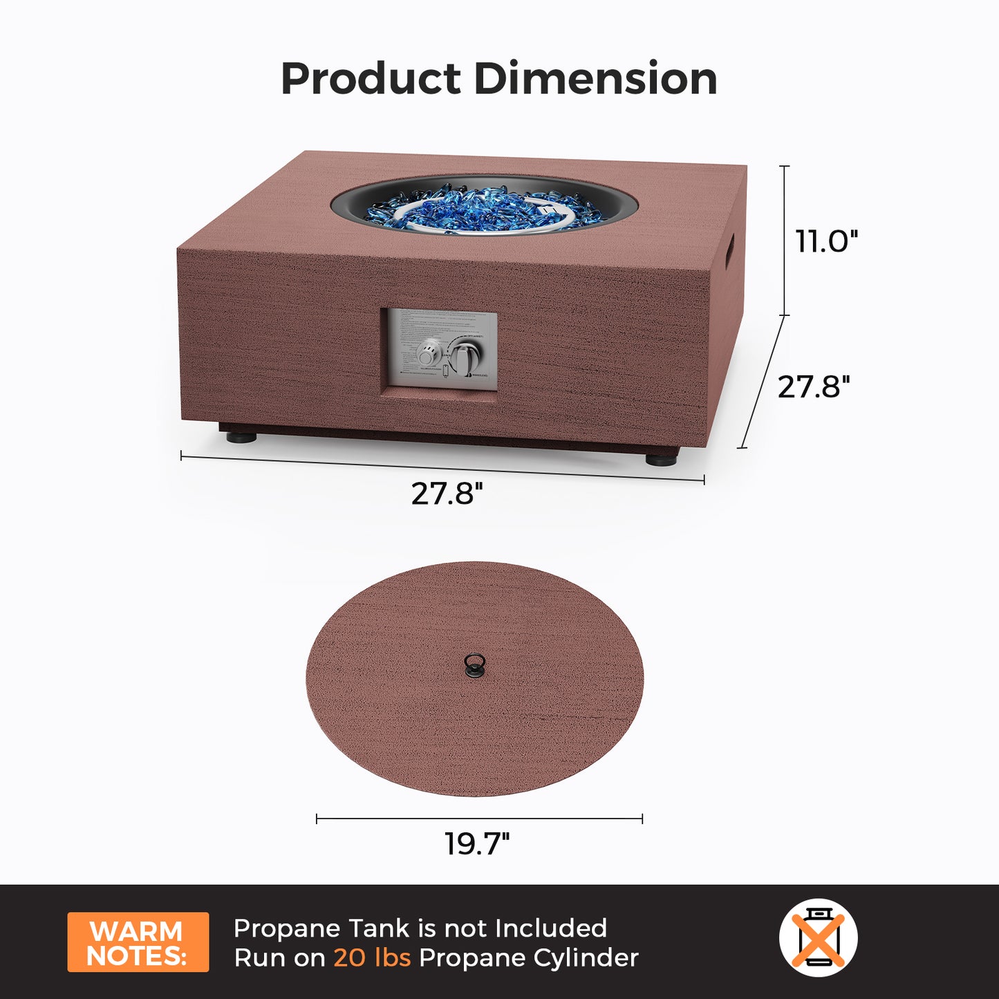 Jocoevol 28-Inch Gas Fire Pit Table — 40,000 BTU Propane Fire Pit