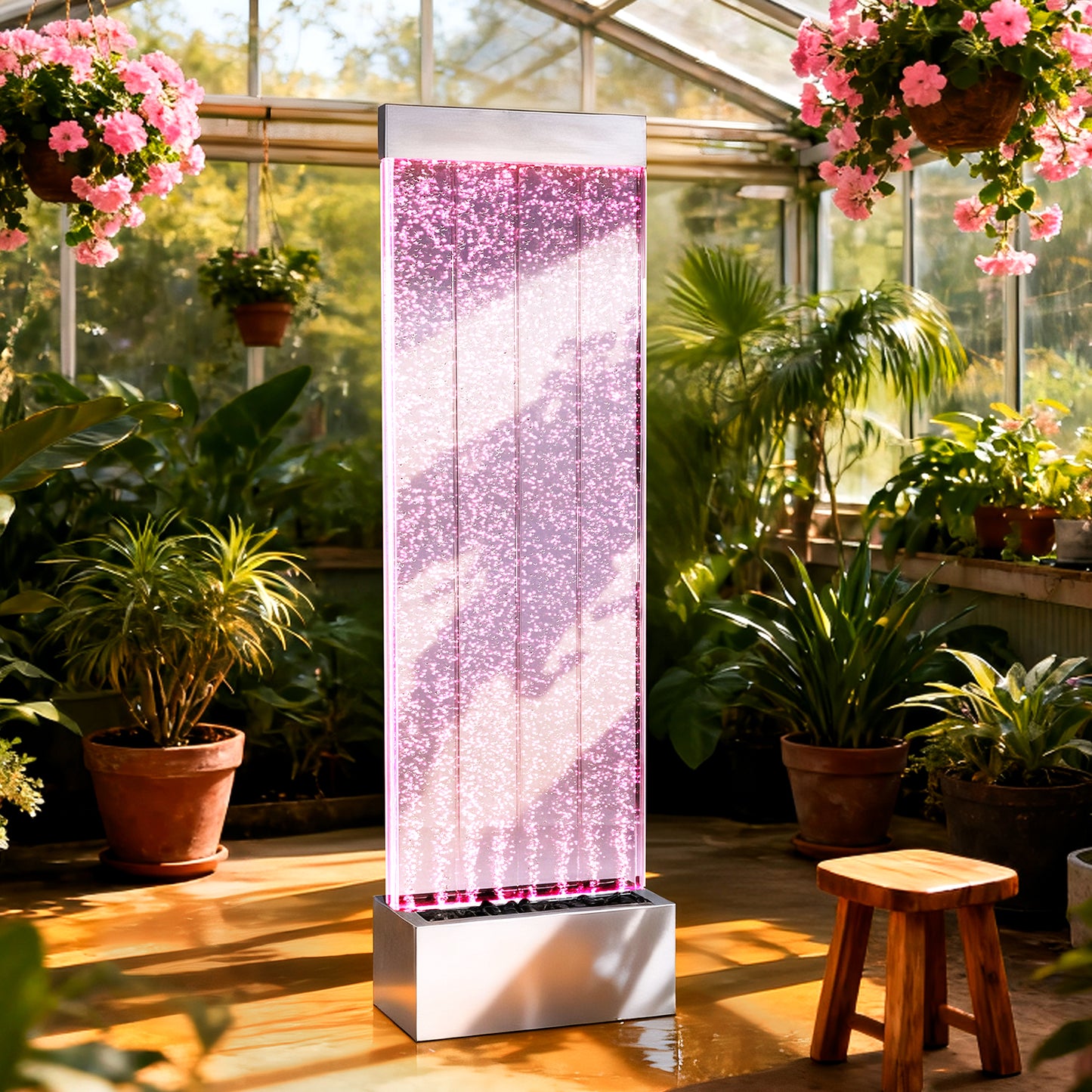 Jocoevol Bubble Wall Waterfall Fountain - Acrylic Indoor Floor Standing Water Wall