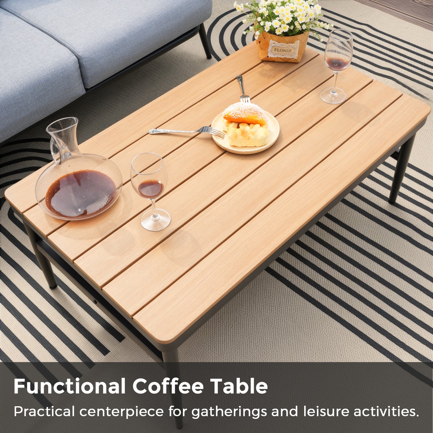 Jocoevol 4-Piece Outdoor Sofa Set - Four Seaters with Coffee Table