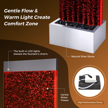 Jocoevol Bubble Wall Waterfall Fountain - Acrylic Indoor Floor Standing Water Wall