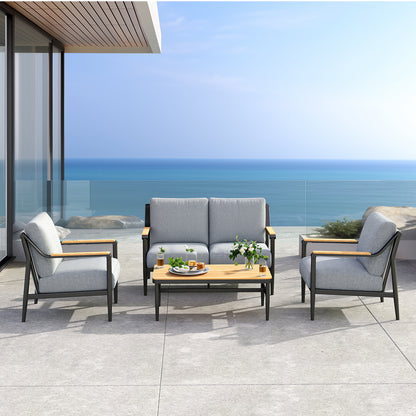 Jocoevol 4-Piece Outdoor Sofa Set - Four Seaters with Coffee Table