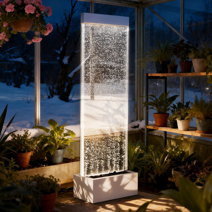 Jocoevol Bubble Wall Waterfall Fountain - Acrylic Indoor Floor Standing Water Wall