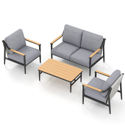 Jocoevol 4-Piece Outdoor Sofa Set - Four Seaters with Coffee Table