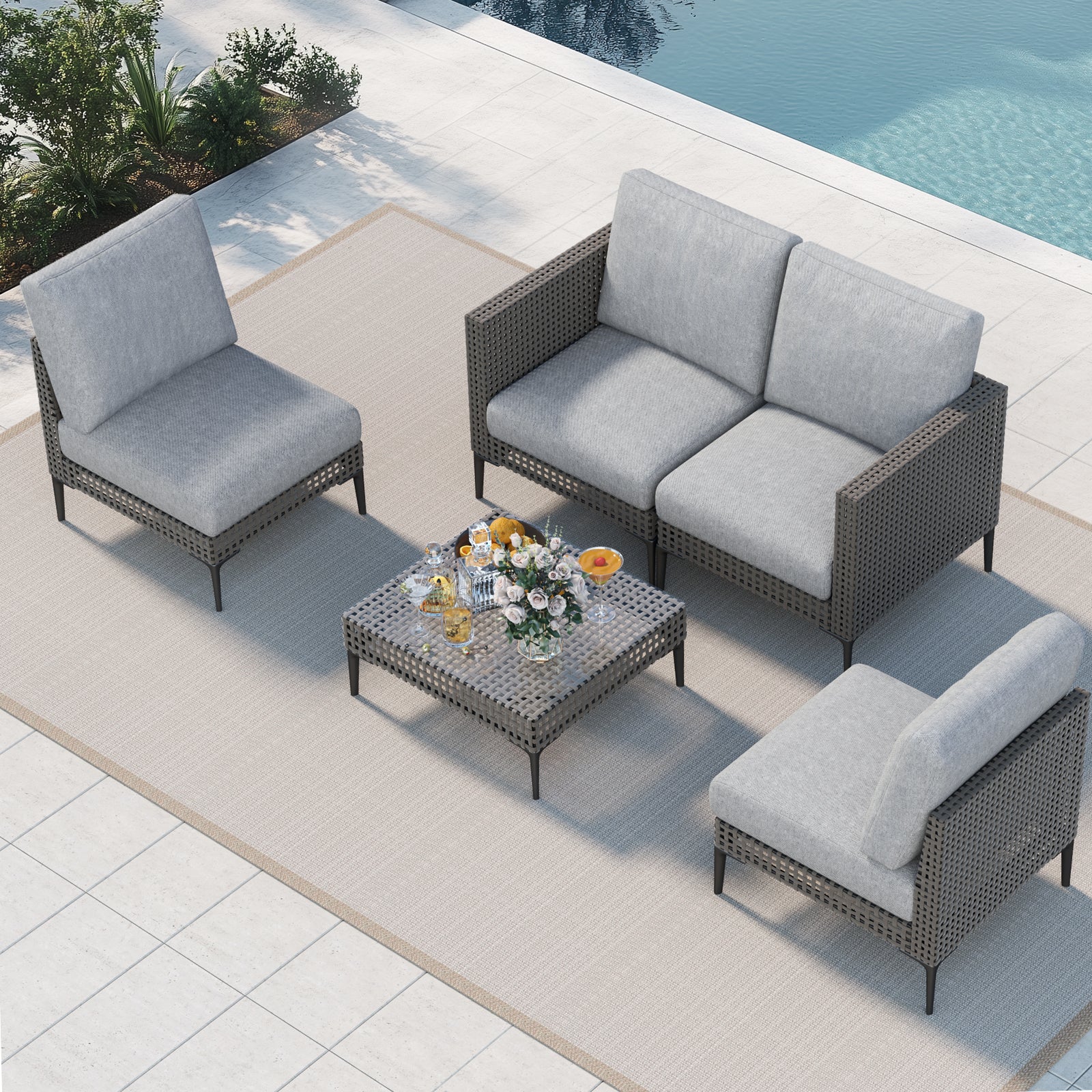 Jocoevol Outdoor Patio Sofa Conversation Set.