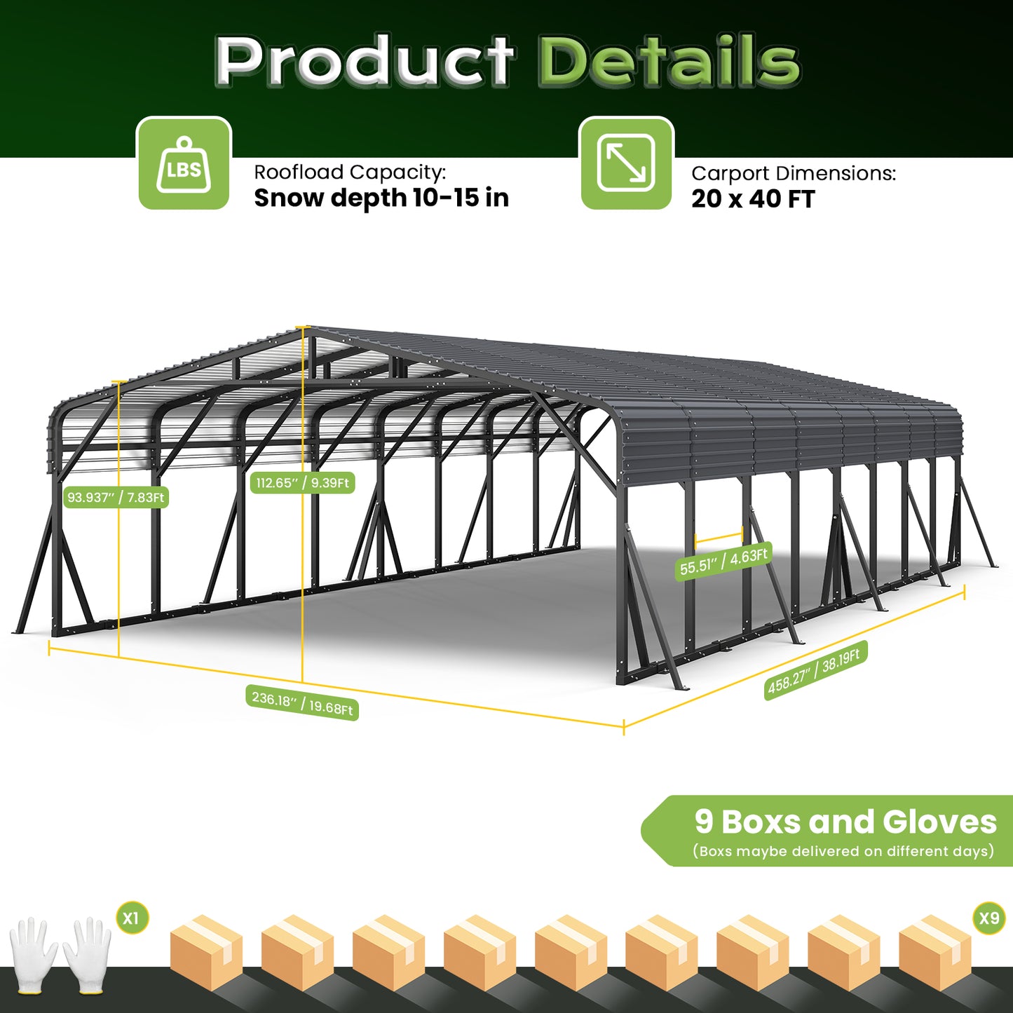Jocoevol Heavy Duty Metal Carport