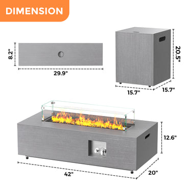 Jocoevol 42-Inch Propane Fire Pit Table, 50,000 BTU for Patio
