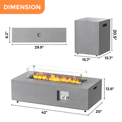 Jocoevol 42-Inch Propane Fire Pit Table, 50,000 BTU for Patio