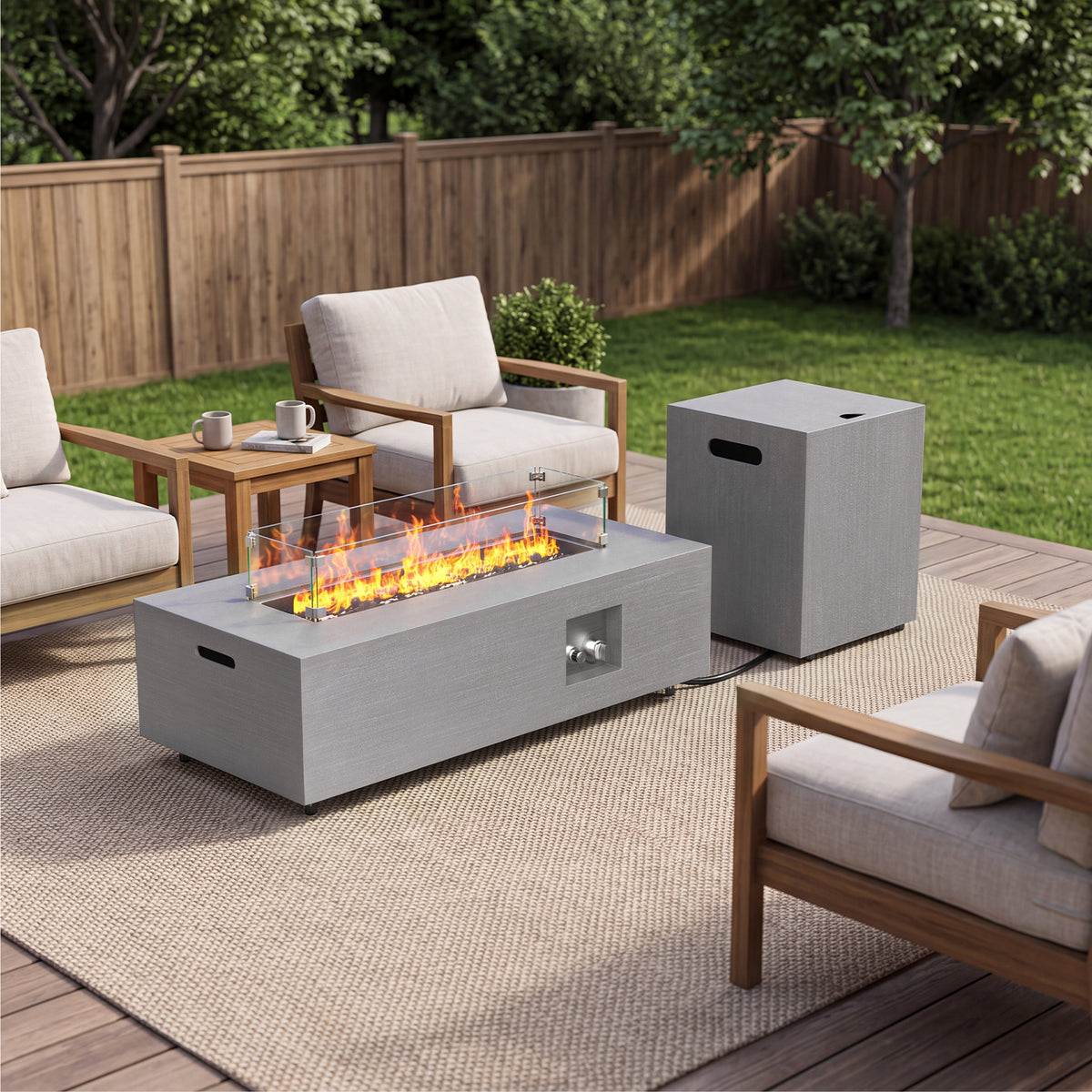 Jocoevol 42-Inch Propane Fire Pit Table, 50,000 BTU for Patio