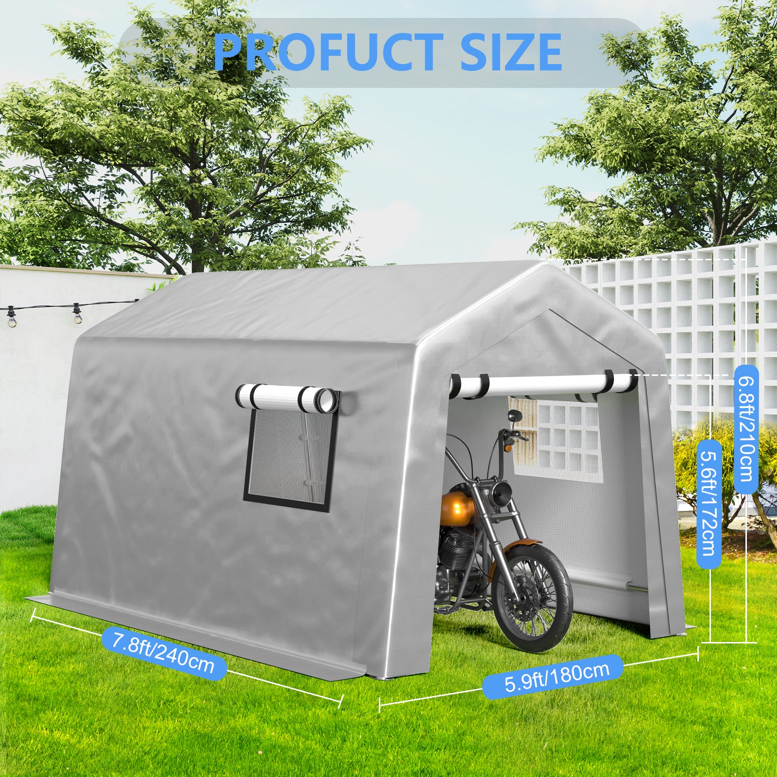 Jocoevol Carport Heavy Duty Tent with Roll-up Windows.