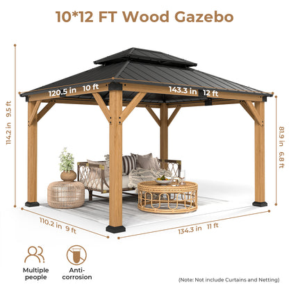 Jocoevol Wood Gazebo - Hardtop Outdoor Permanent Pavilion