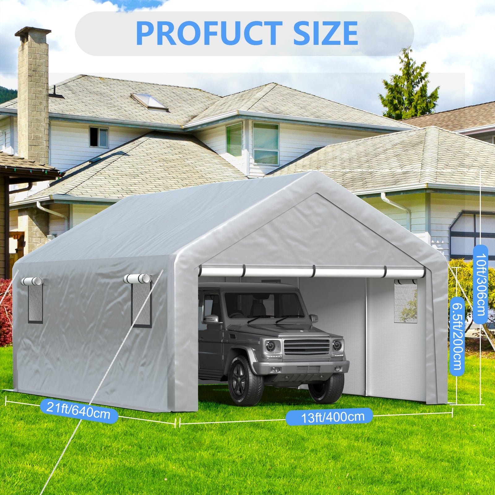 Jocoevol Carport Heavy Duty Tent with Roll-up Windows.