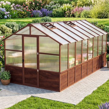 Jocoevol Outdoor Greenhouse — Wooden-Framed Polycarbonate Greenhouse