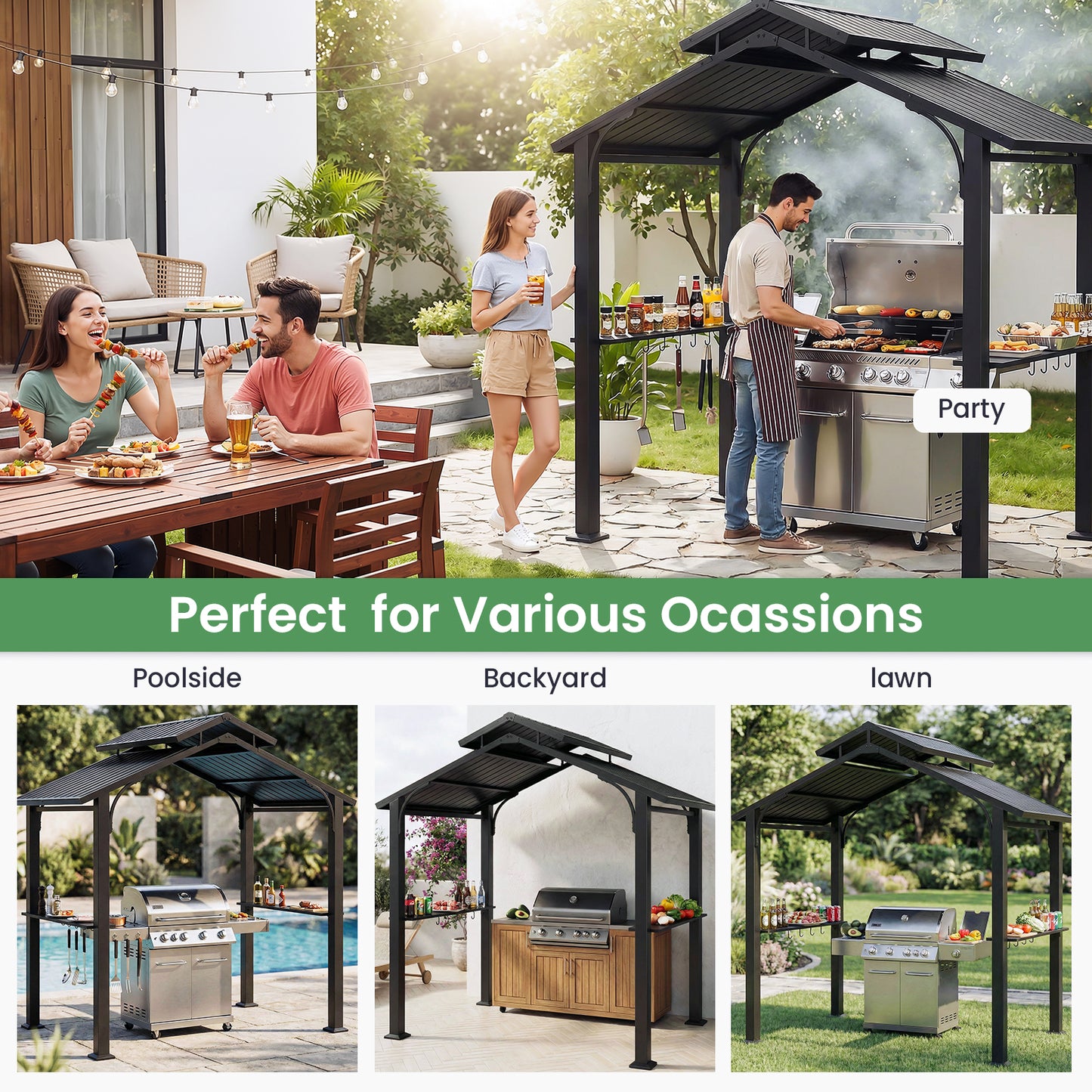 Jocoveol 8 x 5 ft. Hardtop Outdoor BBQ Gazebo