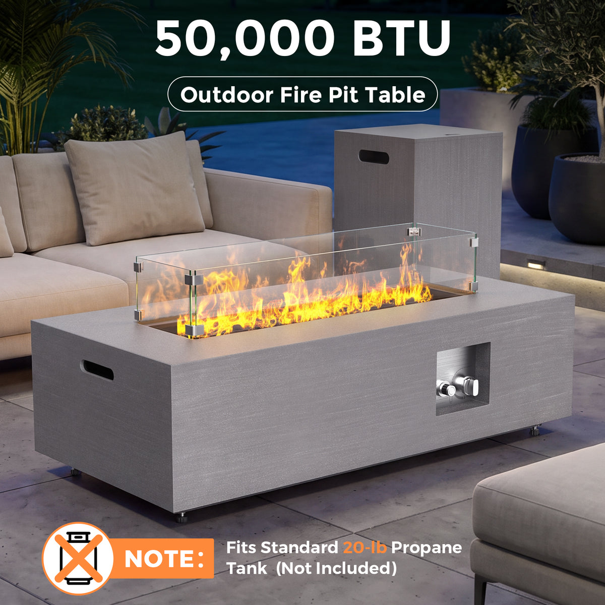Jocoevol 42-Inch Propane Fire Pit Table, 50,000 BTU for Patio