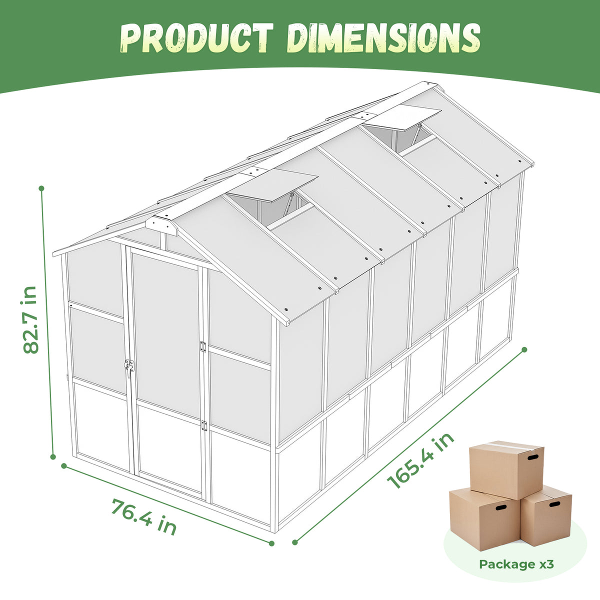Jocoevol Wooden Greenhouse with Polycarbonate Panels for Outdoors
