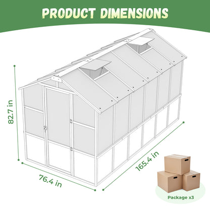 Jocoevol Wooden Greenhouse with Polycarbonate Panels for Outdoors