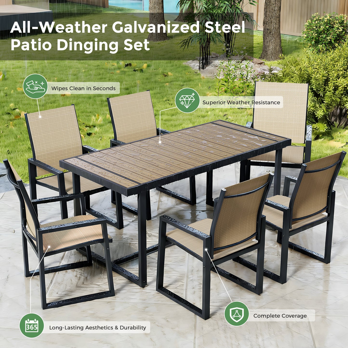 Jocoevol 7-Piece Outdoor Patio Dining Set (Seats 6)