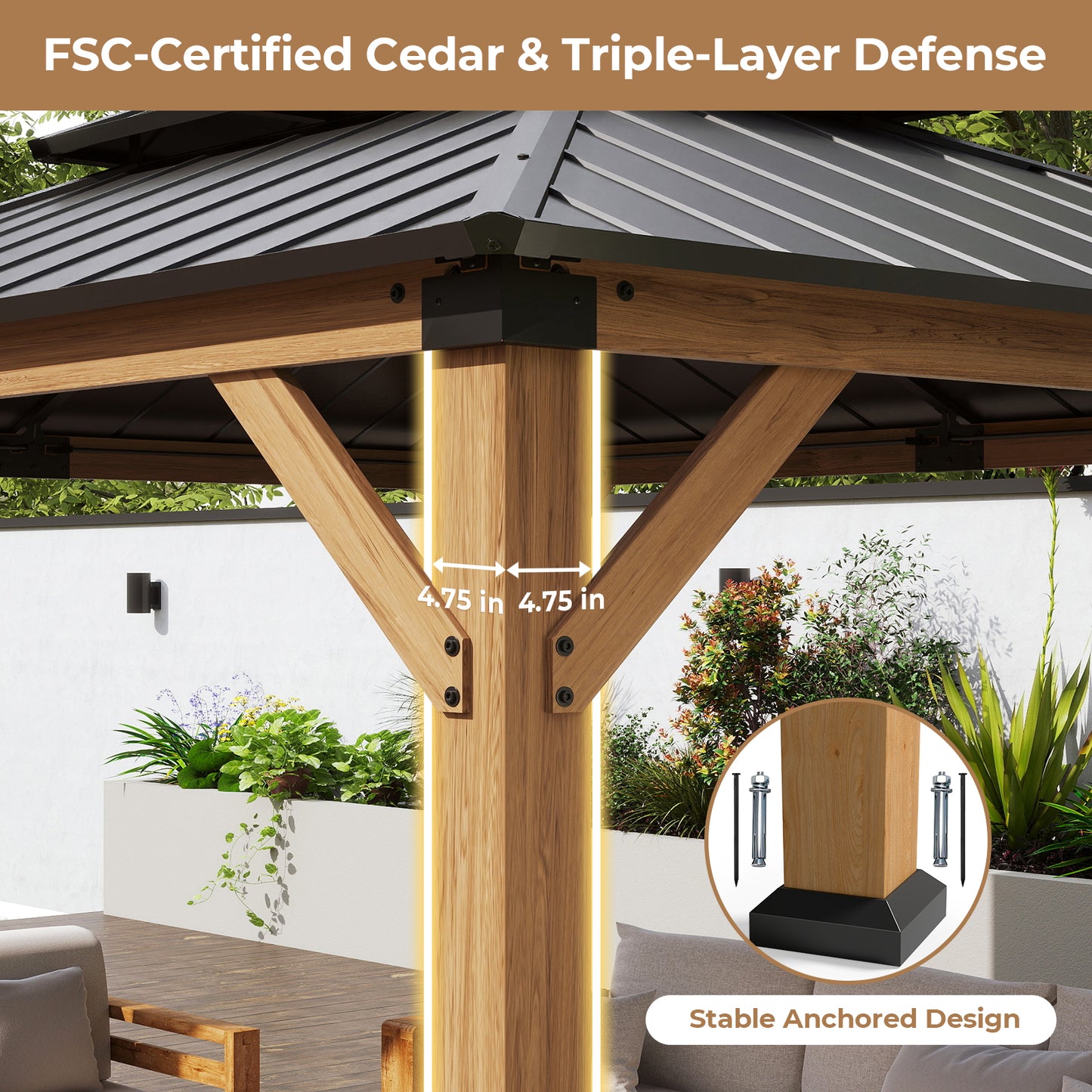 Jocoevol Wood Gazebo - Hardtop Outdoor Permanent Pavilion