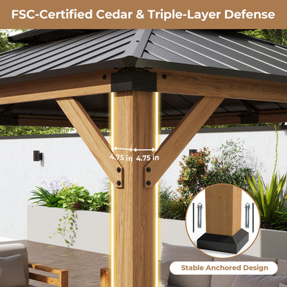 Jocoevol Wood Gazebo - Hardtop Outdoor Permanent Pavilion