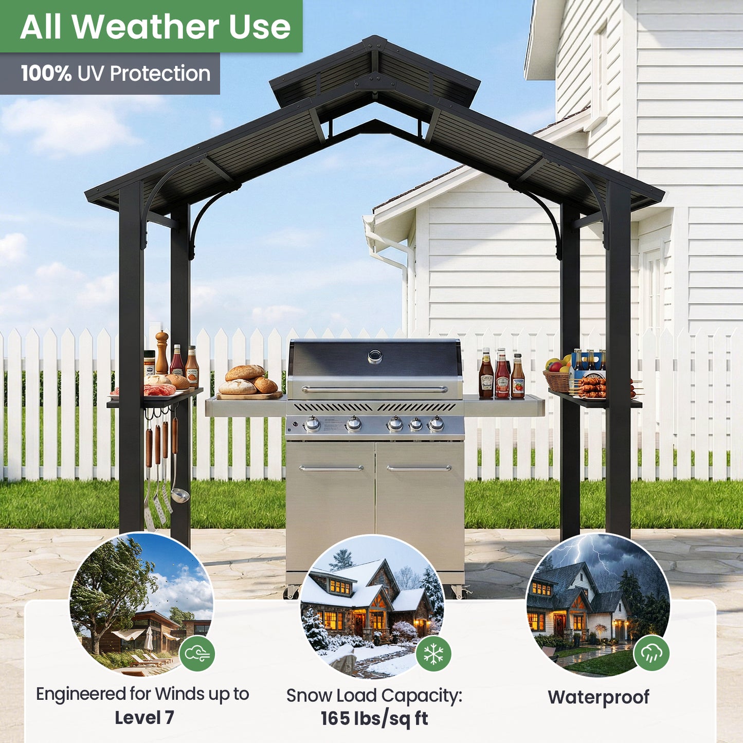 Jocoveol 8 x 5 ft. Hardtop Outdoor BBQ Gazebo