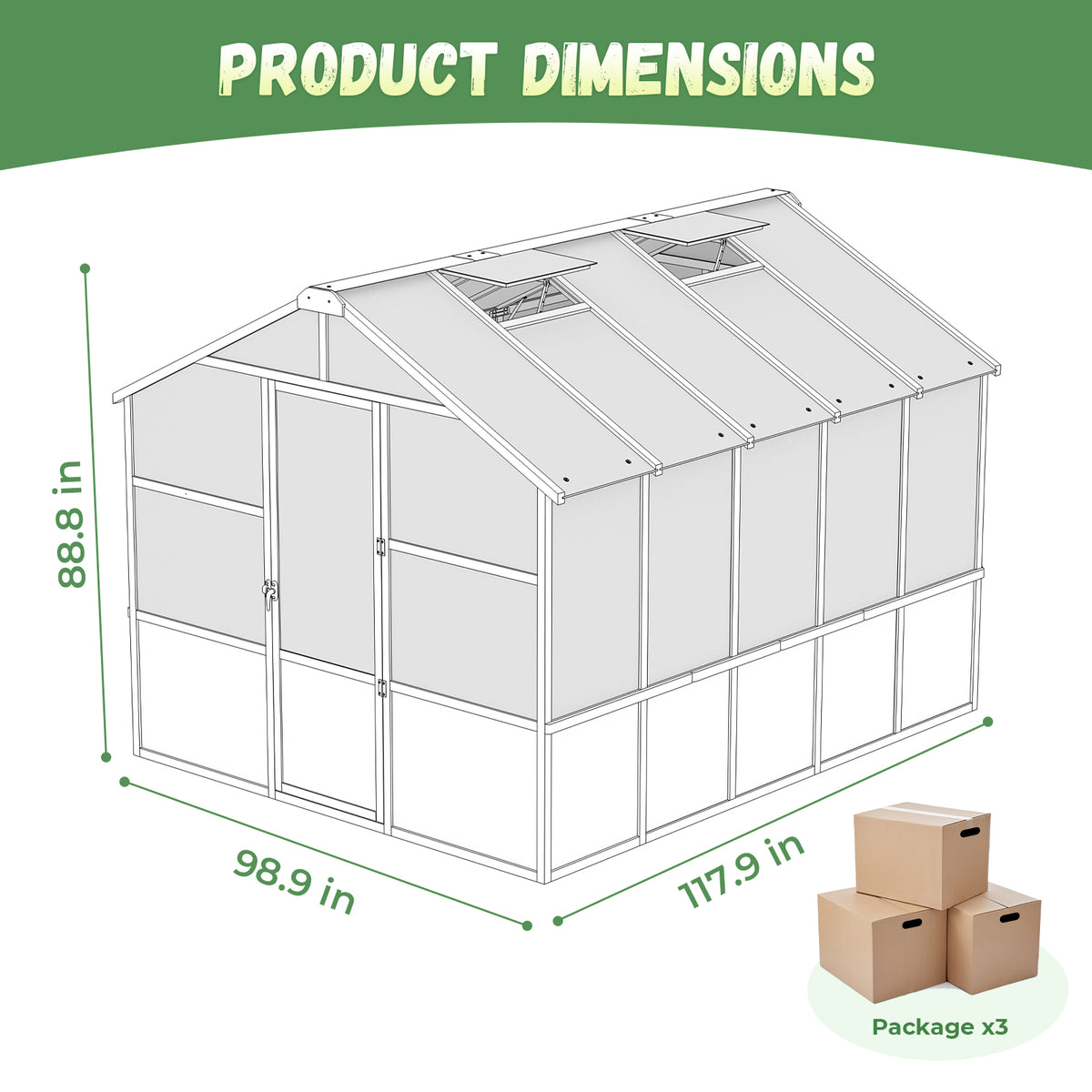 Jocoevol Wooden Greenhouse with Polycarbonate Panels for Outdoors
