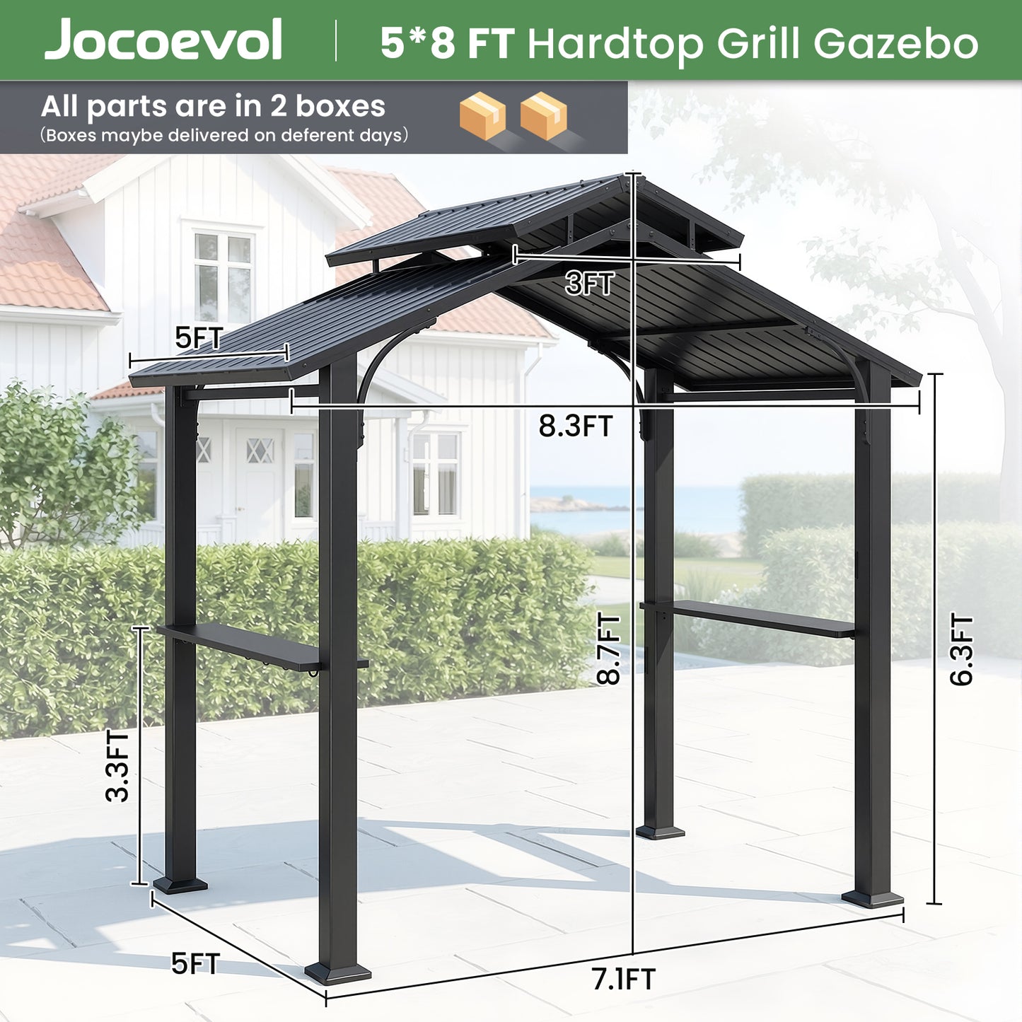 Jocoveol 8 x 5 ft. Hardtop Outdoor BBQ Gazebo