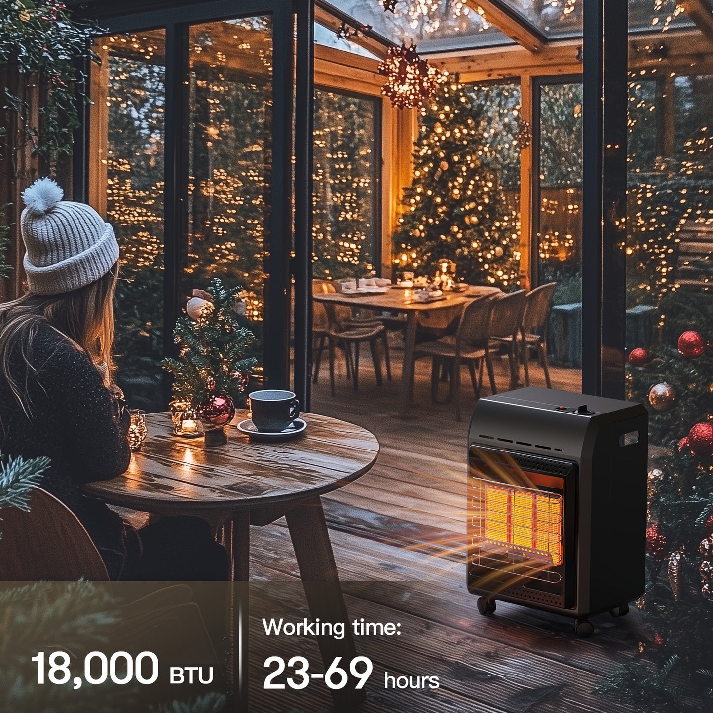 Jocoevol Portable Outdoor Propane Heater — 6,000 to 18,000 BTU Gas Heater