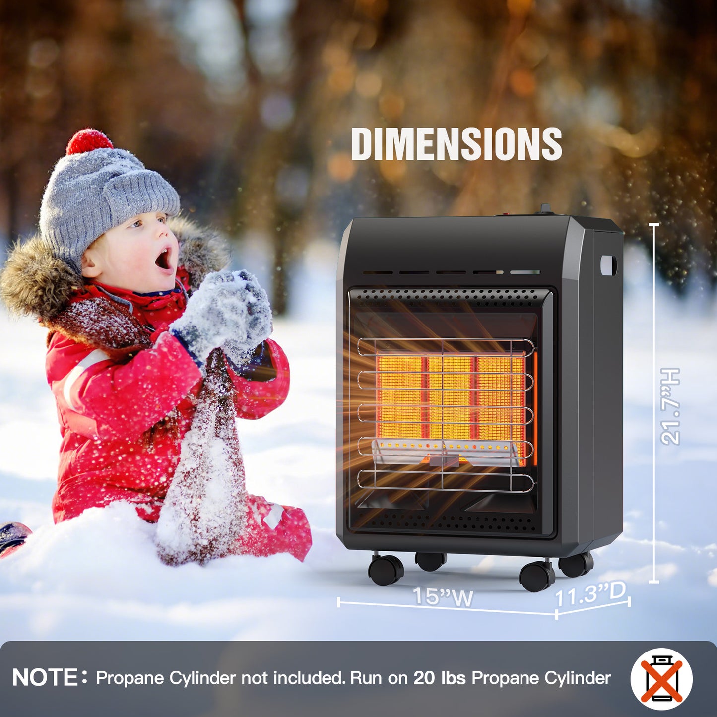 Jocoevol Portable Outdoor Propane Heater — 6,000 to 18,000 BTU Gas Heater